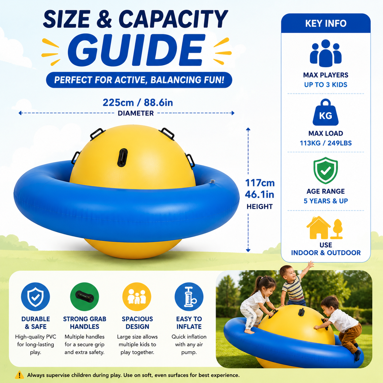 Inflatable Rocking Climbing Ball for Kids | Giant Balance Bouncer Outdoor Play Toy