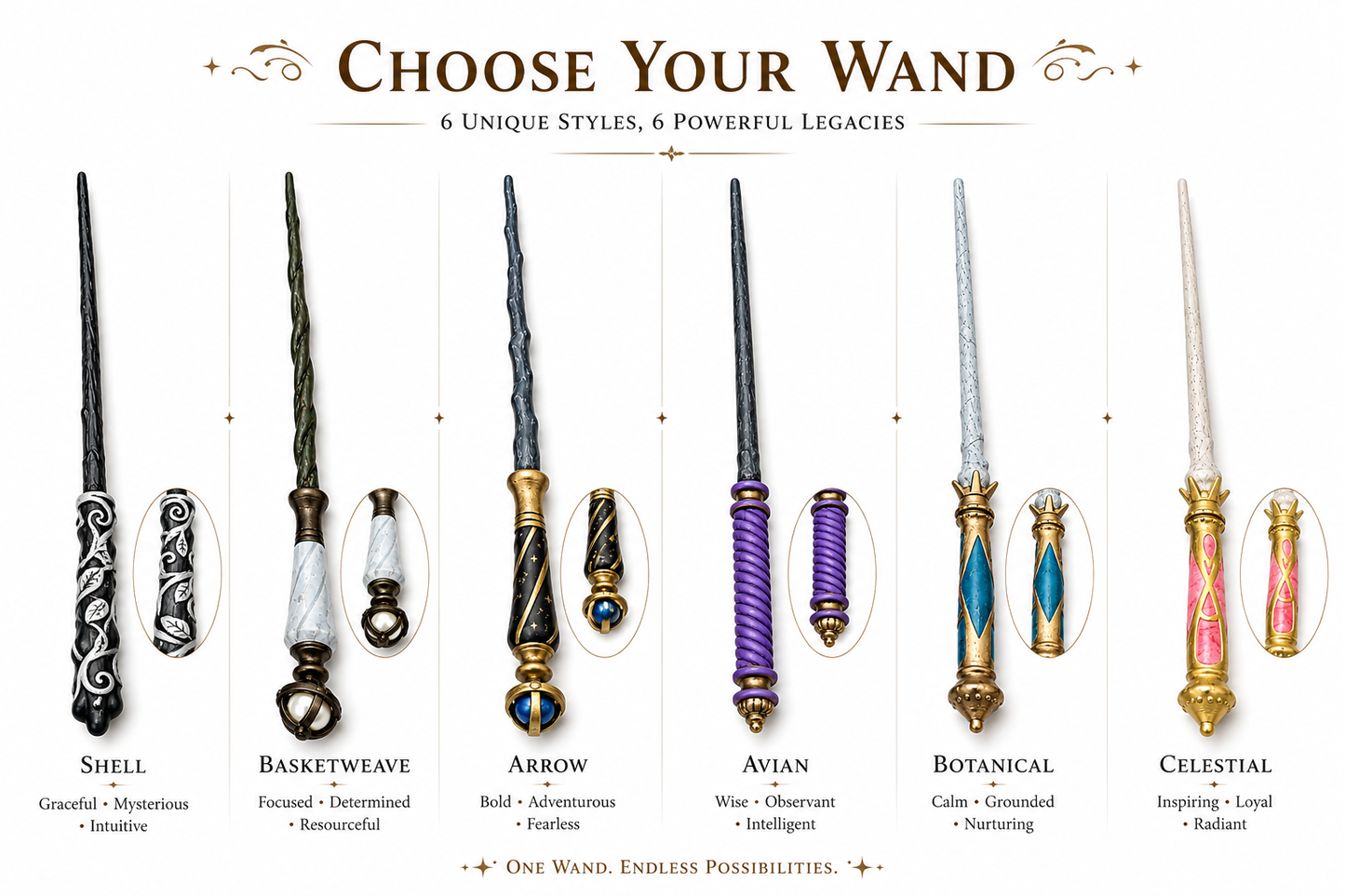 Handcrafted Wizard Wand Collection Set | Fantasy Magic Cosplay Wand Pack