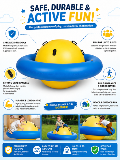 Inflatable Rocking Climbing Ball for Kids | Giant Balance Bouncer Outdoor Play Toy