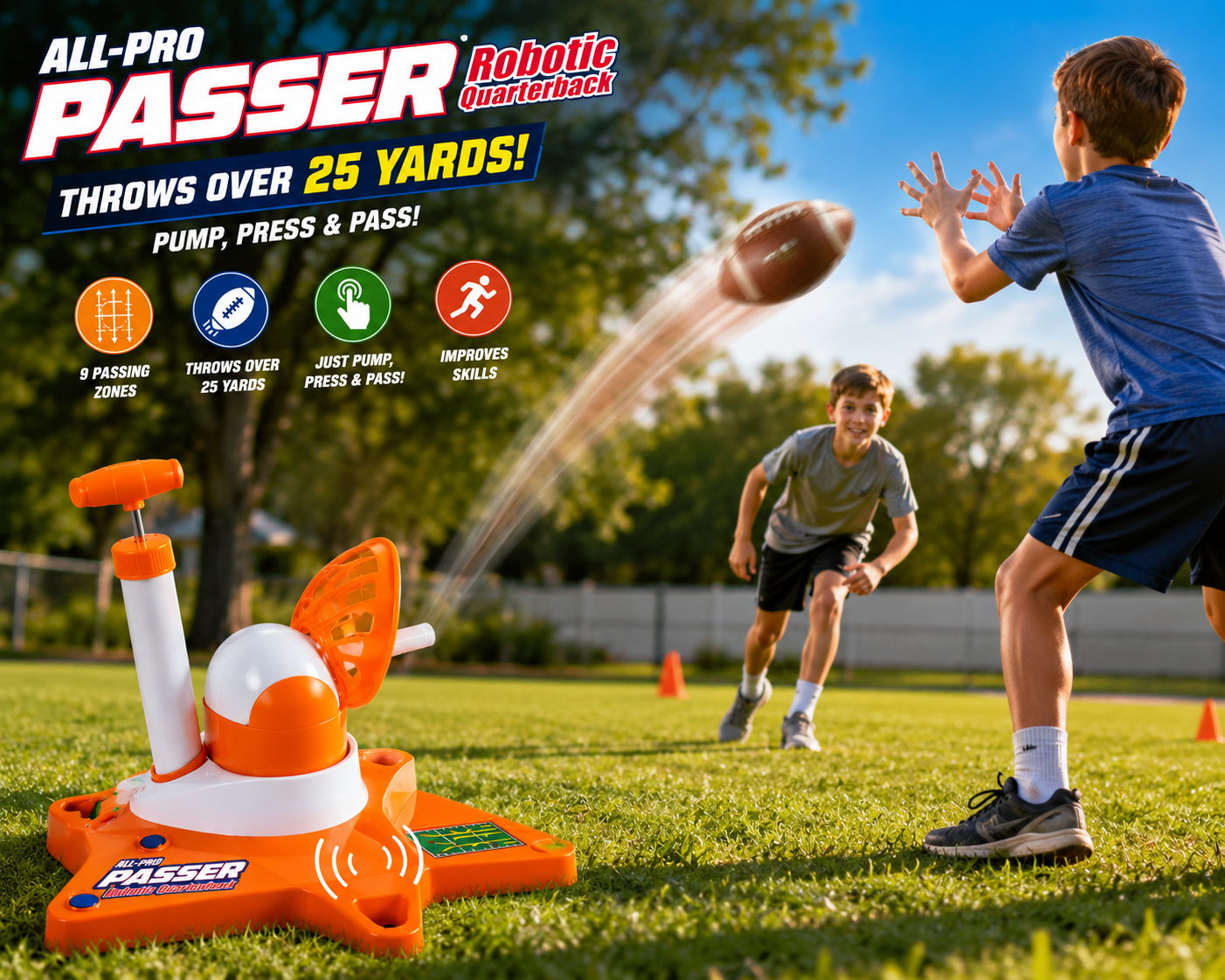All-Pro Passer Robotic Quarterback Football Passing Machine for Kids | Interactive Sports Training Toy