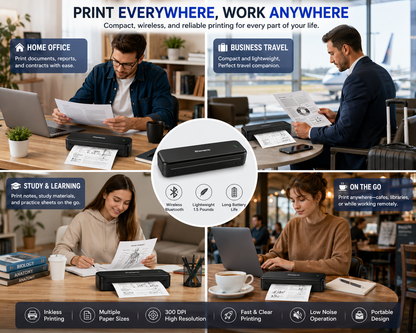 Phomemo M834 Portable Wireless Thermal Printer | Inkless Bluetooth Printer for Mobile & Laptop