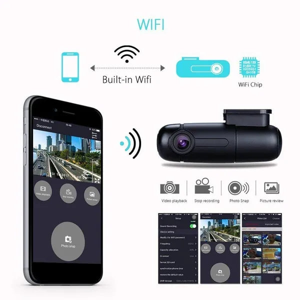 Mini WiFi Dash Cam 1080P HD Car Camera | Wireless Driving Recorder with Mobile App