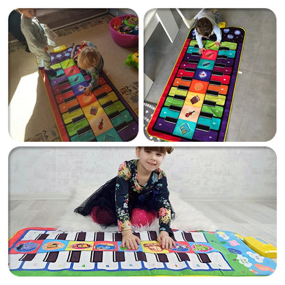 Kids Musical Piano Mat Duet Keyboard Play Mat 20 Keys Floor Piano with 8 Instrument Sound 5 Paly Modes Dance Pad
