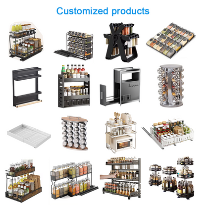 Rotating Spice Rack Set with Glass Spice Jars | 360° Kitchen Countertop Organizer
