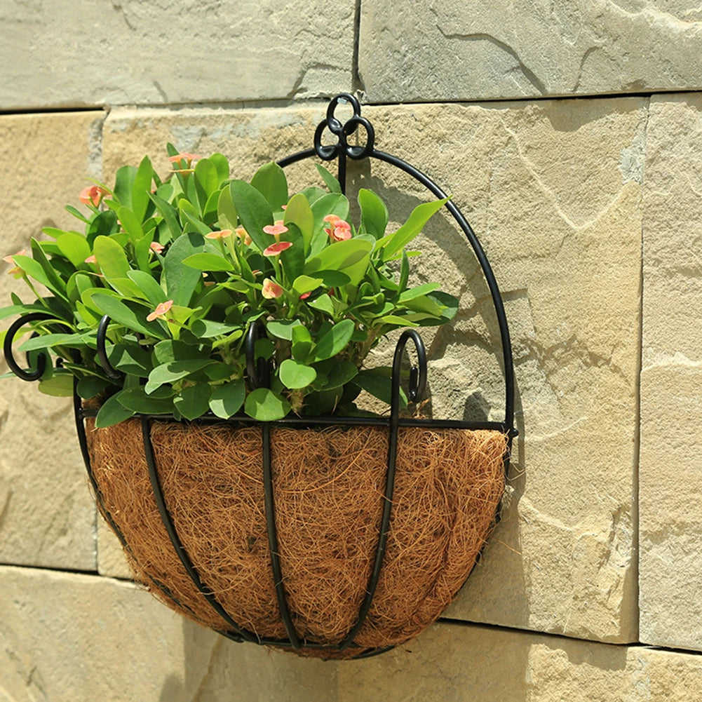 Hanging basket, flower pot, coconut palm, pastoral wall hanging, succulent plant, green ivy, hanging basin