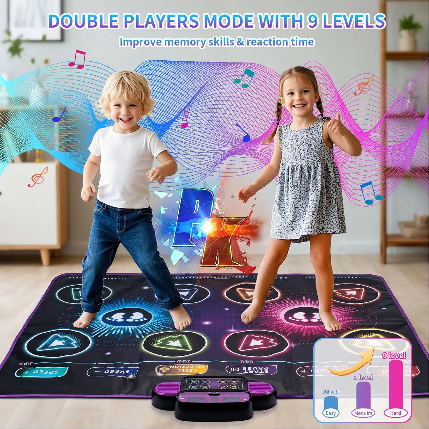 【HOT】Dance Game Mat Electronic Dance Mat Built in Music Dual Player Interactive Dance Game Pad for Home Use