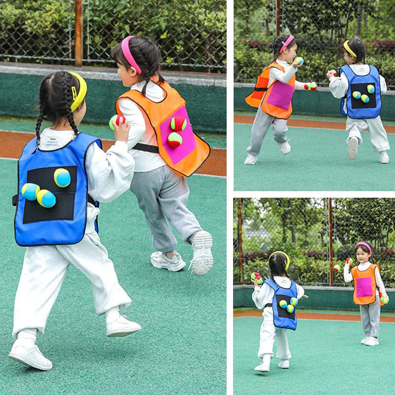Kid Dodgeball Game Sticky Jersey Vests Set Outdoor Funny Competition Sport Throwing Target Game Catch Toss Soft Beach Ball Toy