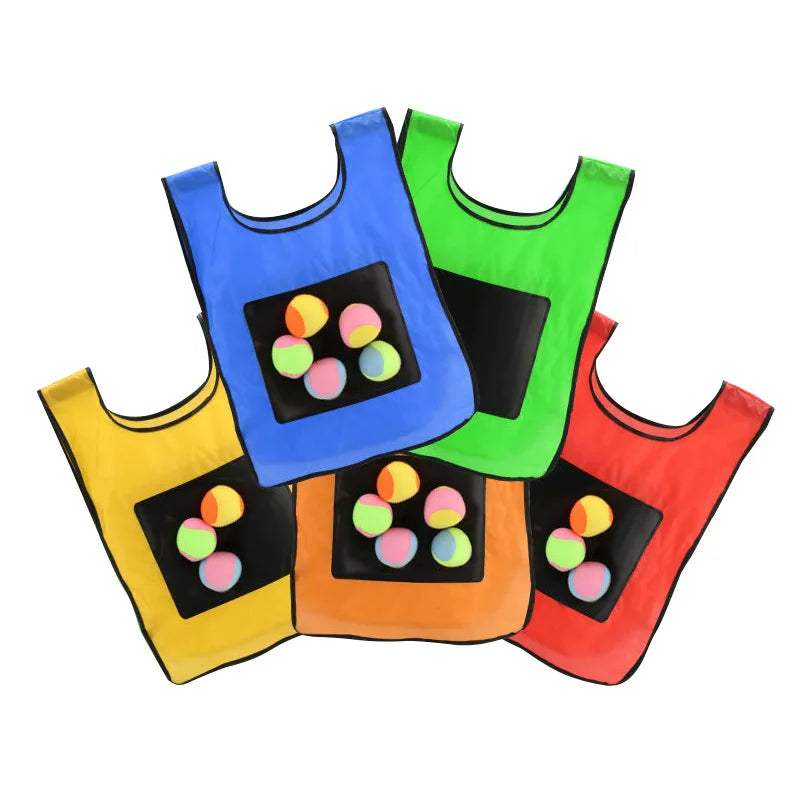 Kid Dodgeball Game Sticky Jersey Vests Set Outdoor Funny Competition Sport Throwing Target Game Catch Toss Soft Beach Ball Toy