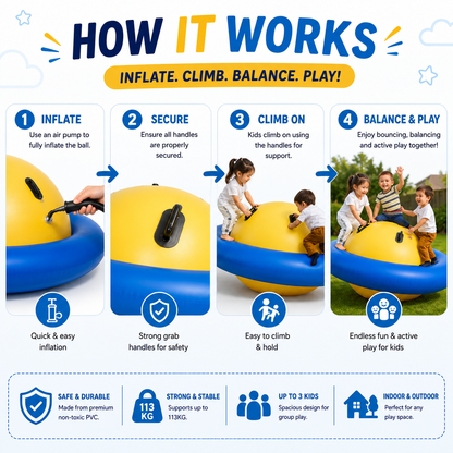 Inflatable Rocking Climbing Ball for Kids | Giant Balance Bouncer Outdoor Play Toy