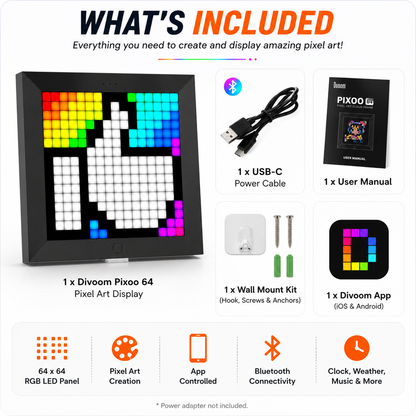 Divoom Pixoo Pixel Display Smart LED Wall Art & Digital Photo Frame with App Control